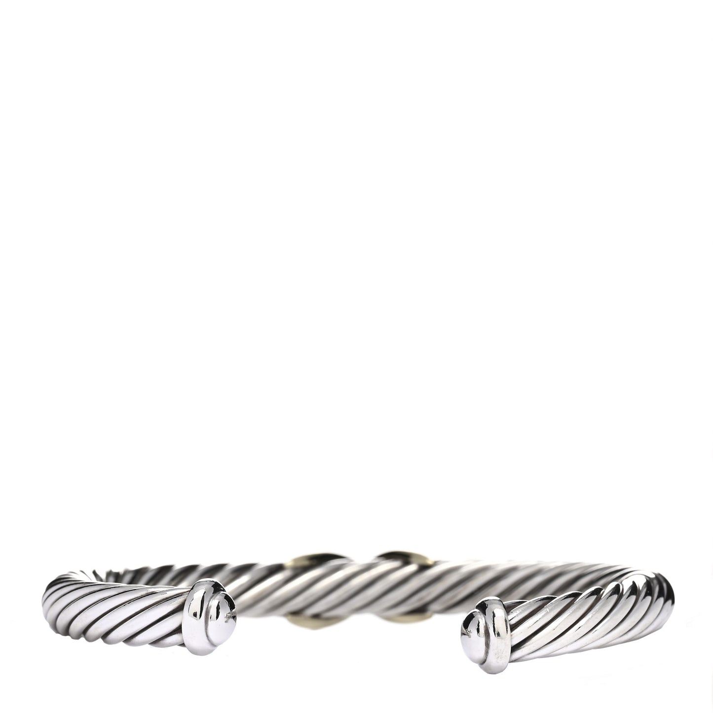 Sterling Silver 14K Yellow Gold 7mm X Station Cable Bracelet