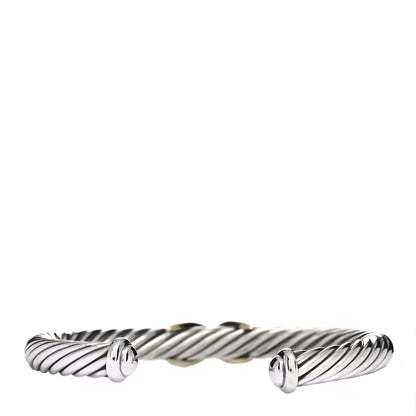 David Yurman Sterling Silver 14K Yellow Gold 7mm X Station Cable Bracelet 2 of 3