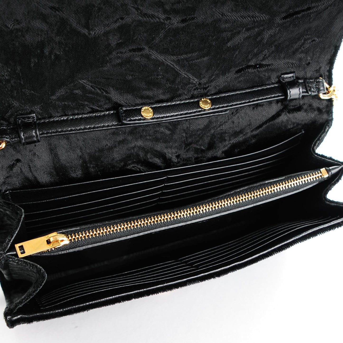 Velvet Monogram Chain Wallet Black