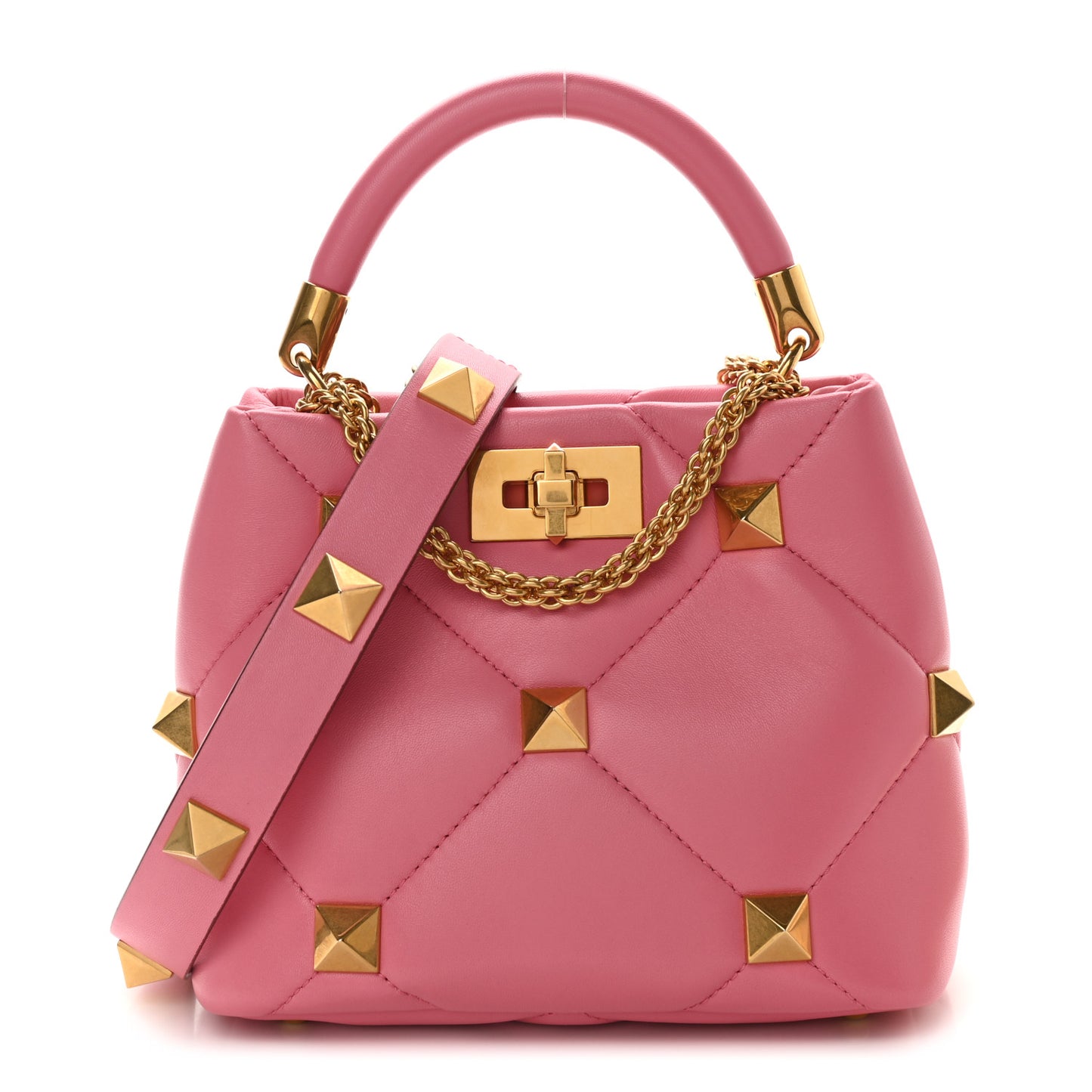 Nappa Small Roman Stud The Handle Bag Flamingo Pink