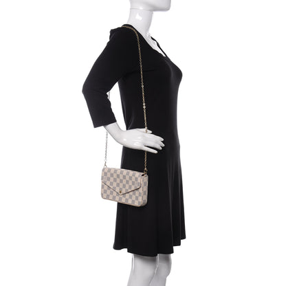 Louis Vuitton Damier Azur Pochette Felicie Chain Wallet Rose Ballerine 2 of 11