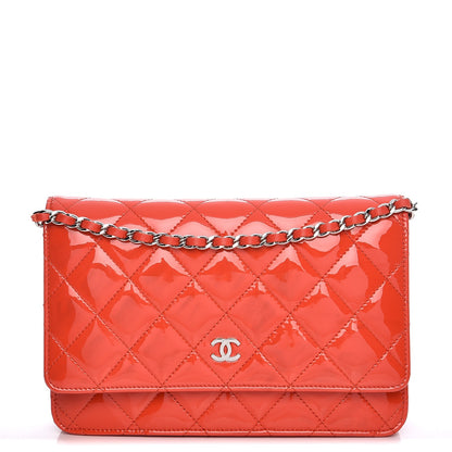 Chanel Patent Quilted Wallet On Chain WOC Red 1 of 10