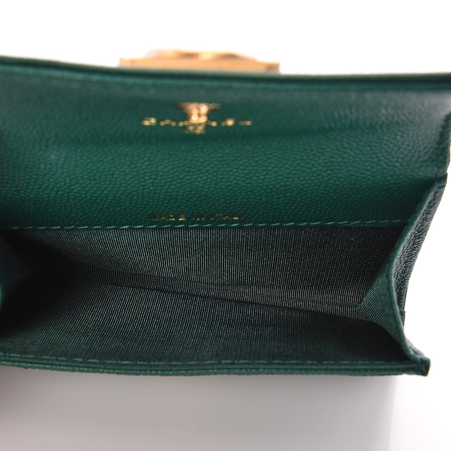 Caviar Quilted Boy Card Holder Wallet Green
