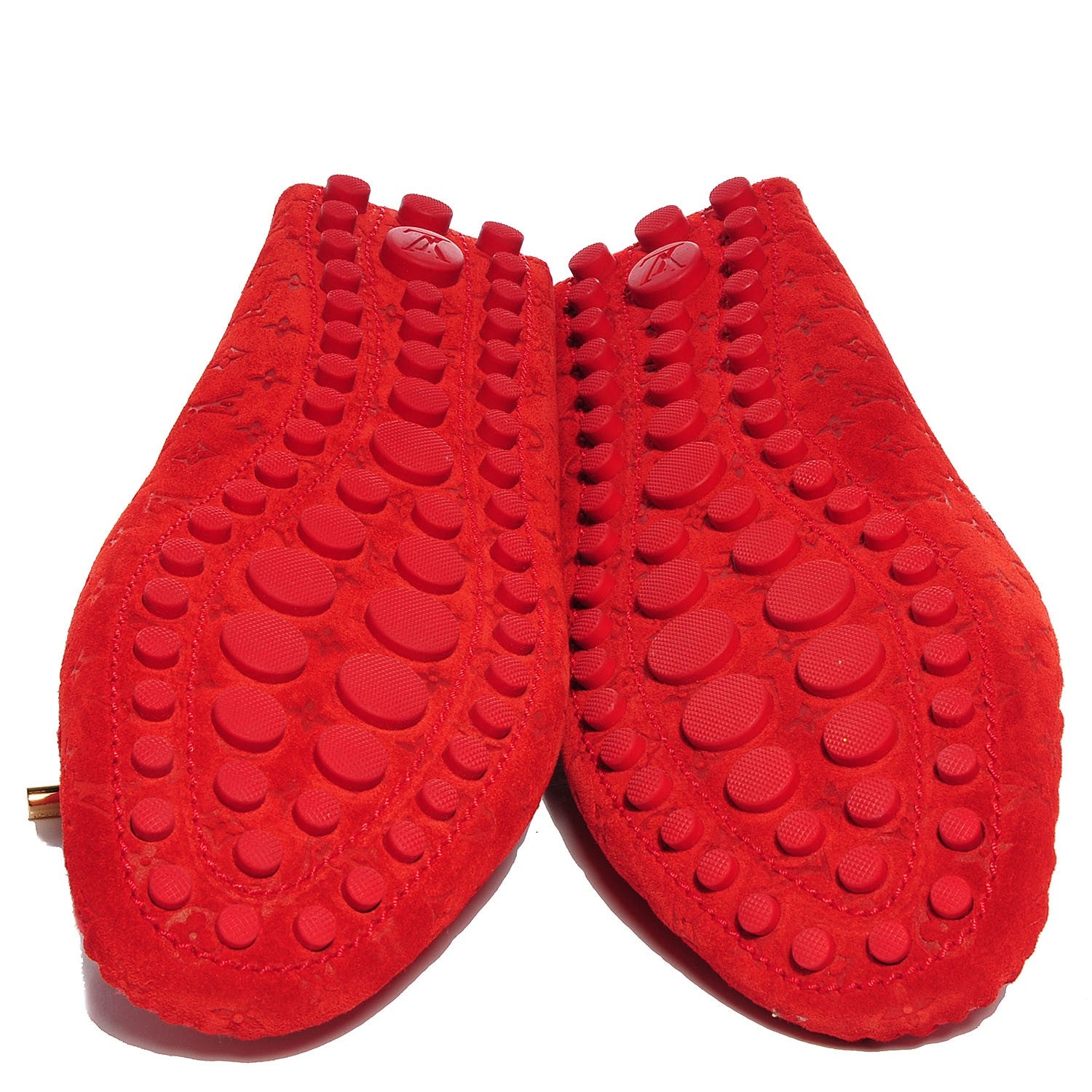 Louis Vuitton Suede Monogram Gloria Loafers 38 Rouge 5 of 8