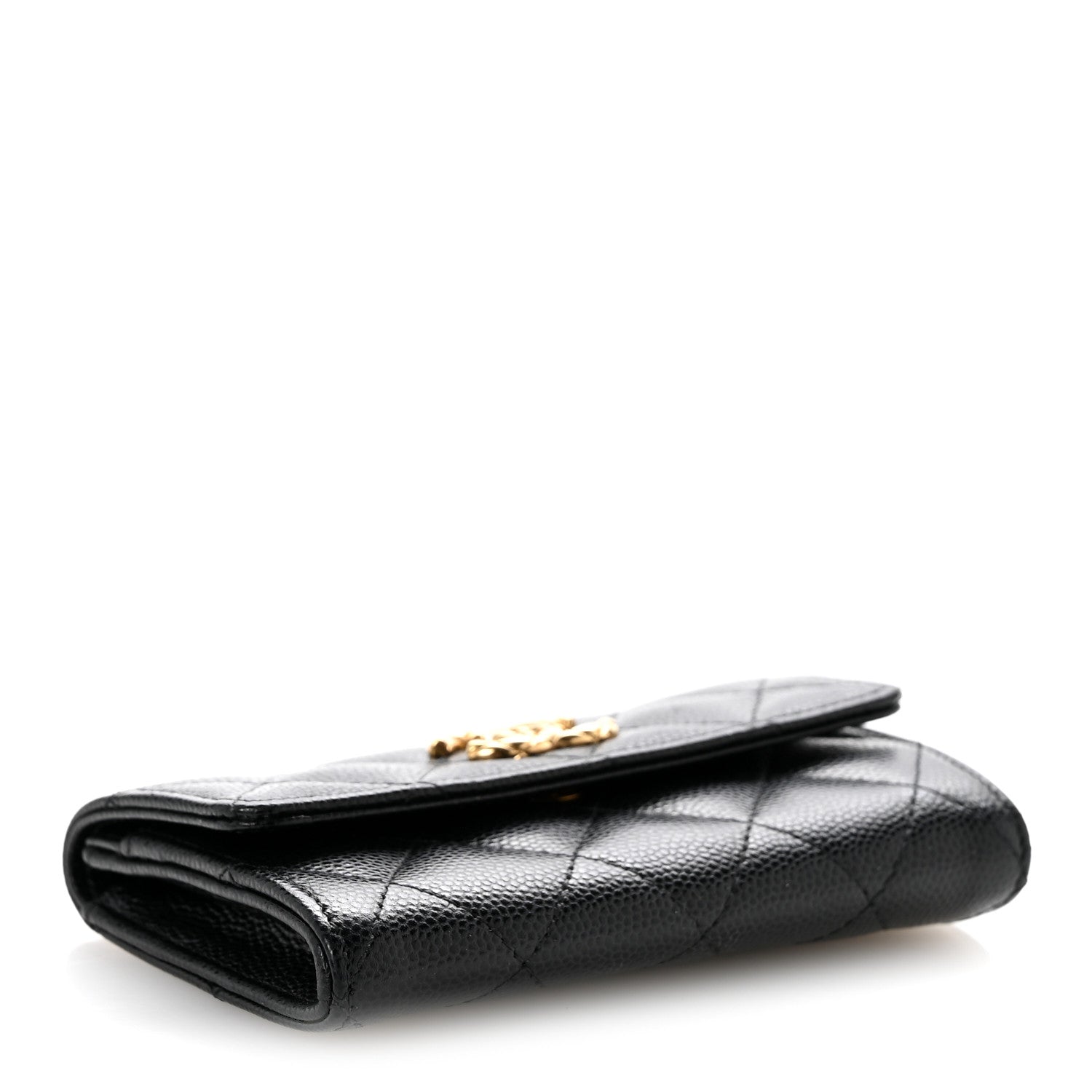 Chanel Caviar Quilted Chain CC Quilted Compact Flap Card Holder Black 4 of 10