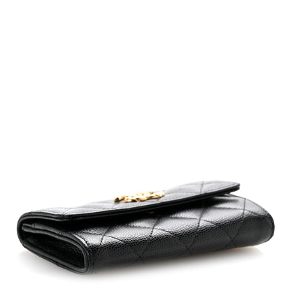 Chanel Caviar Quilted Chain CC Quilted Compact Flap Card Holder Black 4 of 10