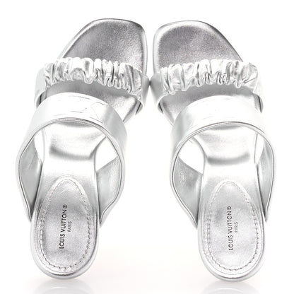 Louis Vuitton Metallic Lambskin Drapy Heel Mules 39.5 Silver 2 of 8