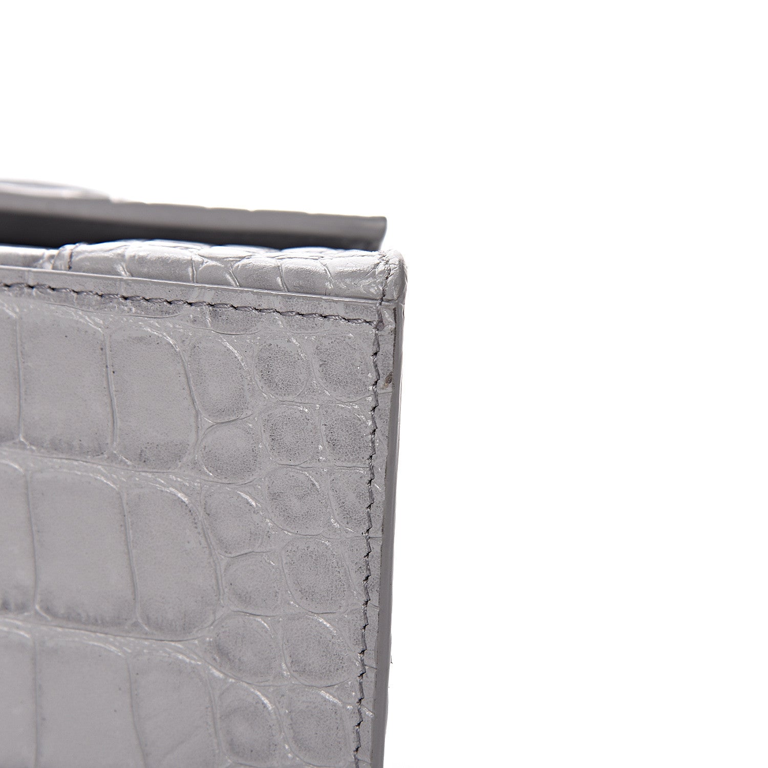 Balenciaga Shiny Calfskin Crocodile Embossed Small Hourglass Top Handle Bag Balenciaga Grey 14 of 15