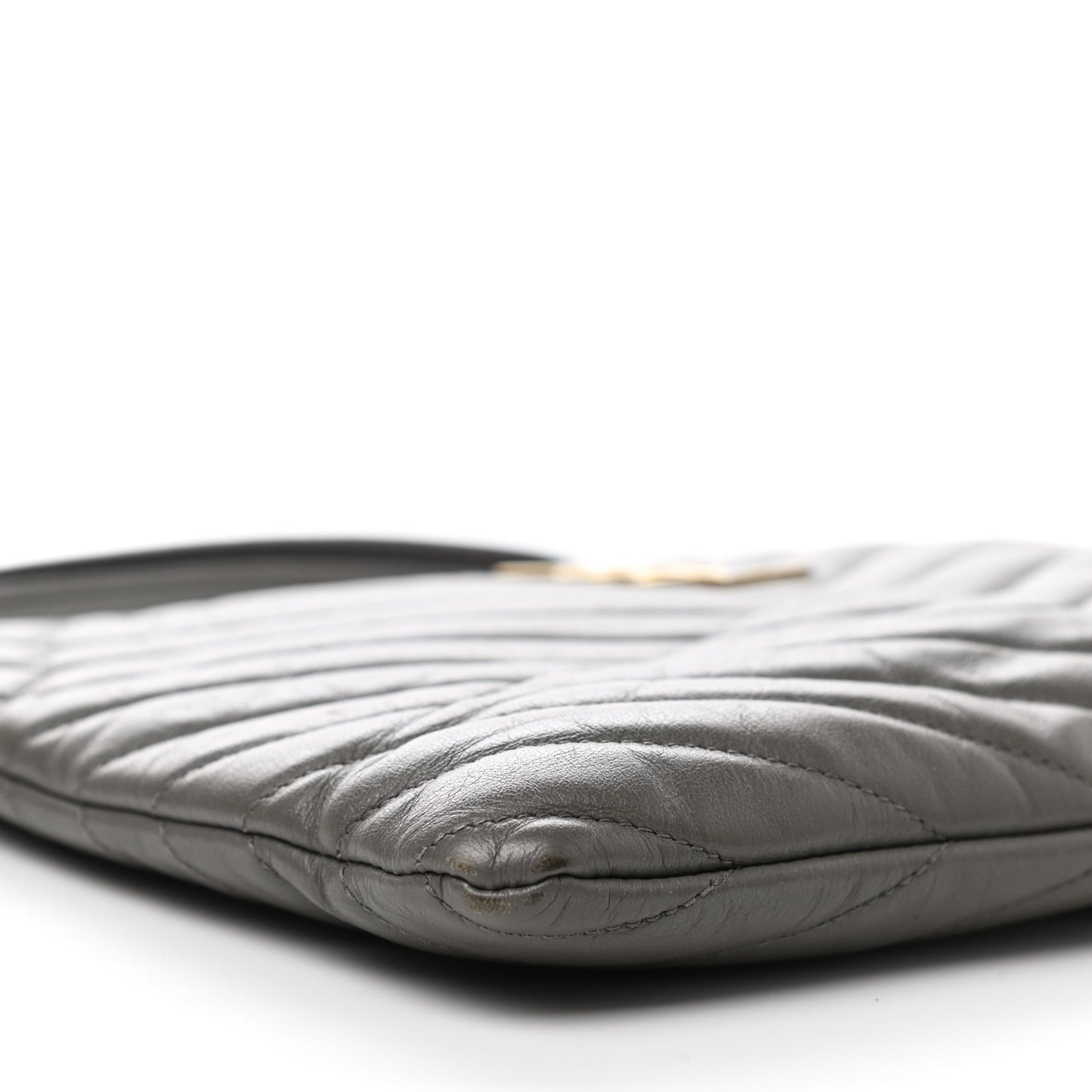 Calfskin Matelasse Chevron Monogram A5 Wristlet Dark Smog