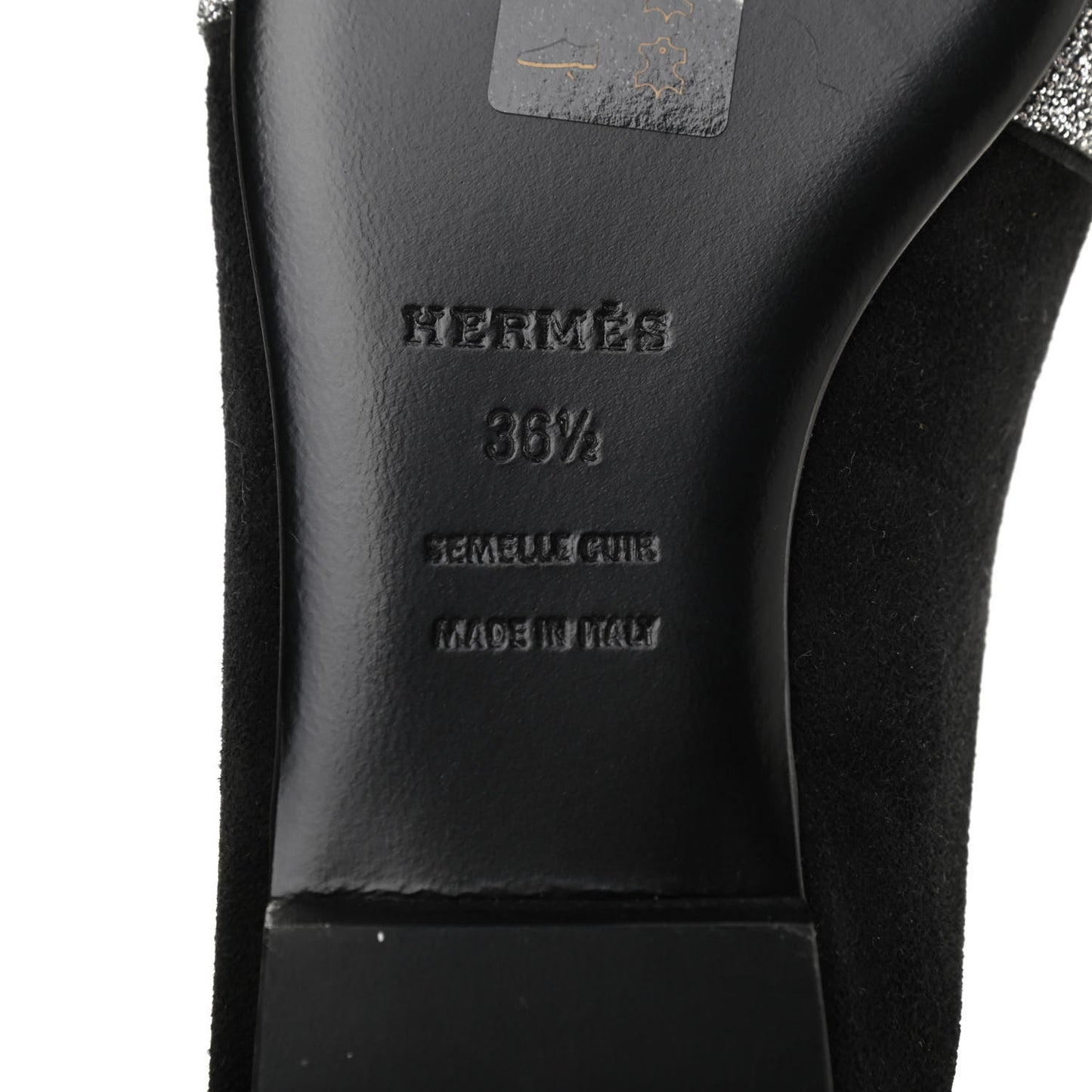 Satin Suede Goatskin Crystal Roxane Mules 36.5 Black