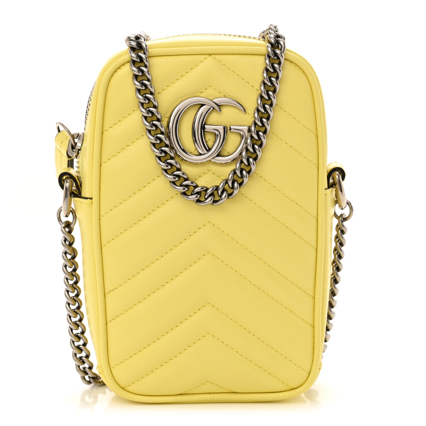 Calfskin Matelasse Mini GG Marmont Crossbody Bag Banana