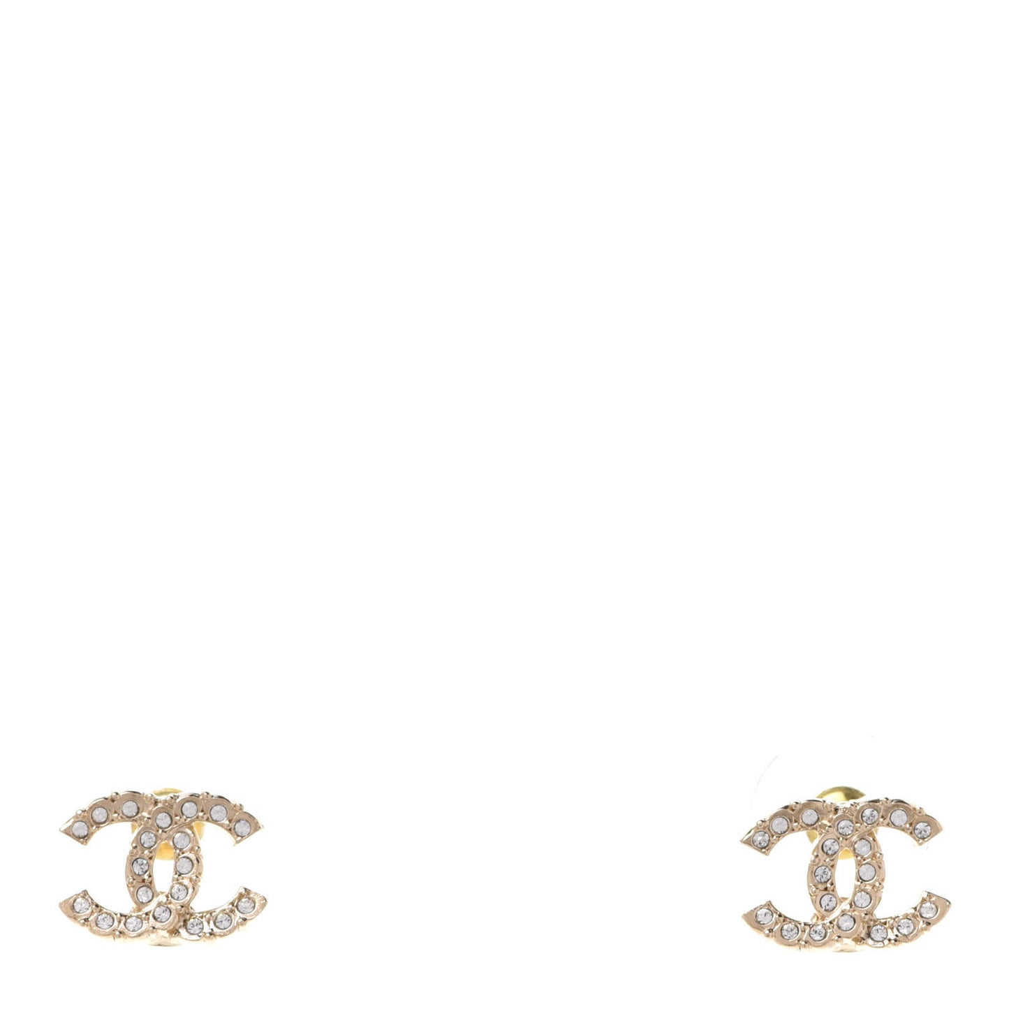 Crystal Studded CC Earrings Gold