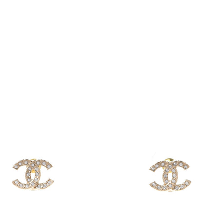 Chanel Crystal Studded CC Earrings Gold 1 of 5