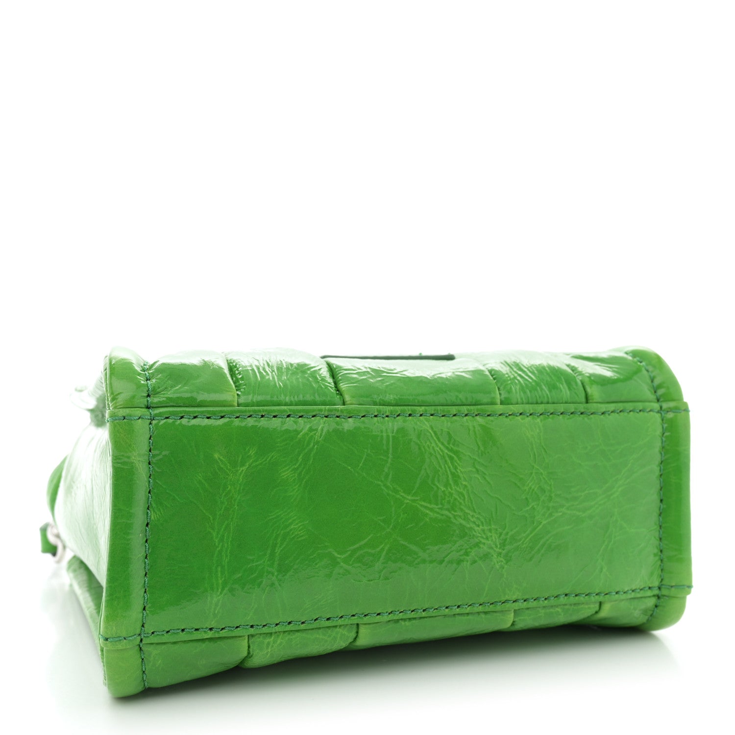 Marc Jacobs Shiny Crinkled Calfskin Mini The Tote Bag Fern Green 4 of 11