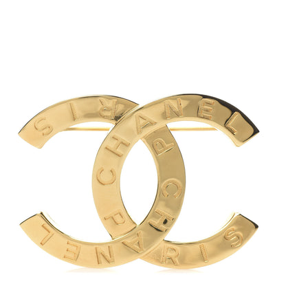 Chanel Metal Paris Button CC Large Brooch Gold 1 of 4