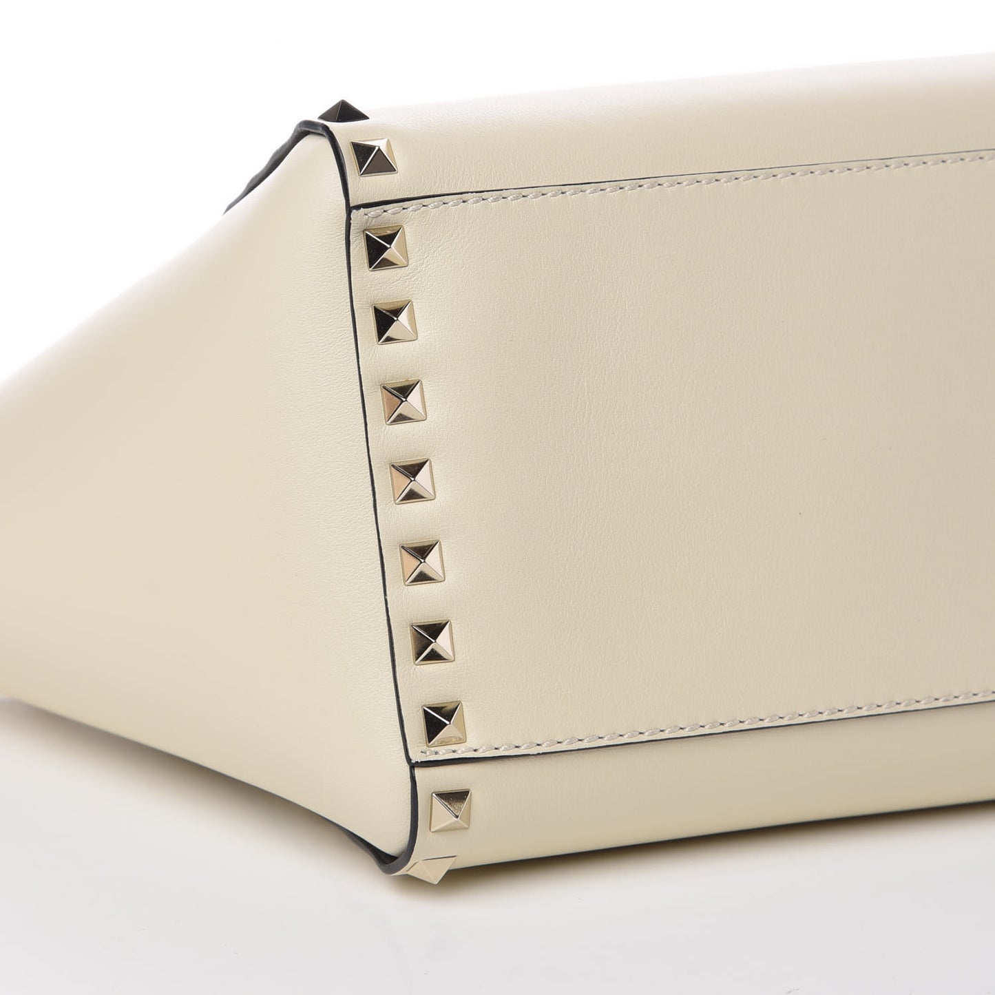 Vitello Small Rockstud Double Handle Tote Ivory