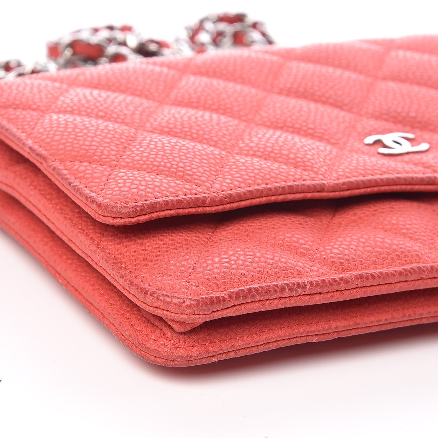 Chanel Iridescent Caviar Quilted Wallet on Chain WOC Pink 12 of 17