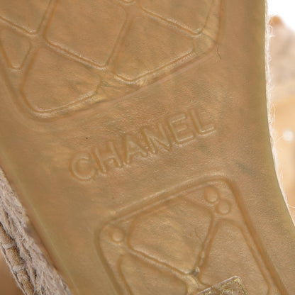 Chanel Suede Pearl CC Espadrilles 40 Beige Black 6 of 9