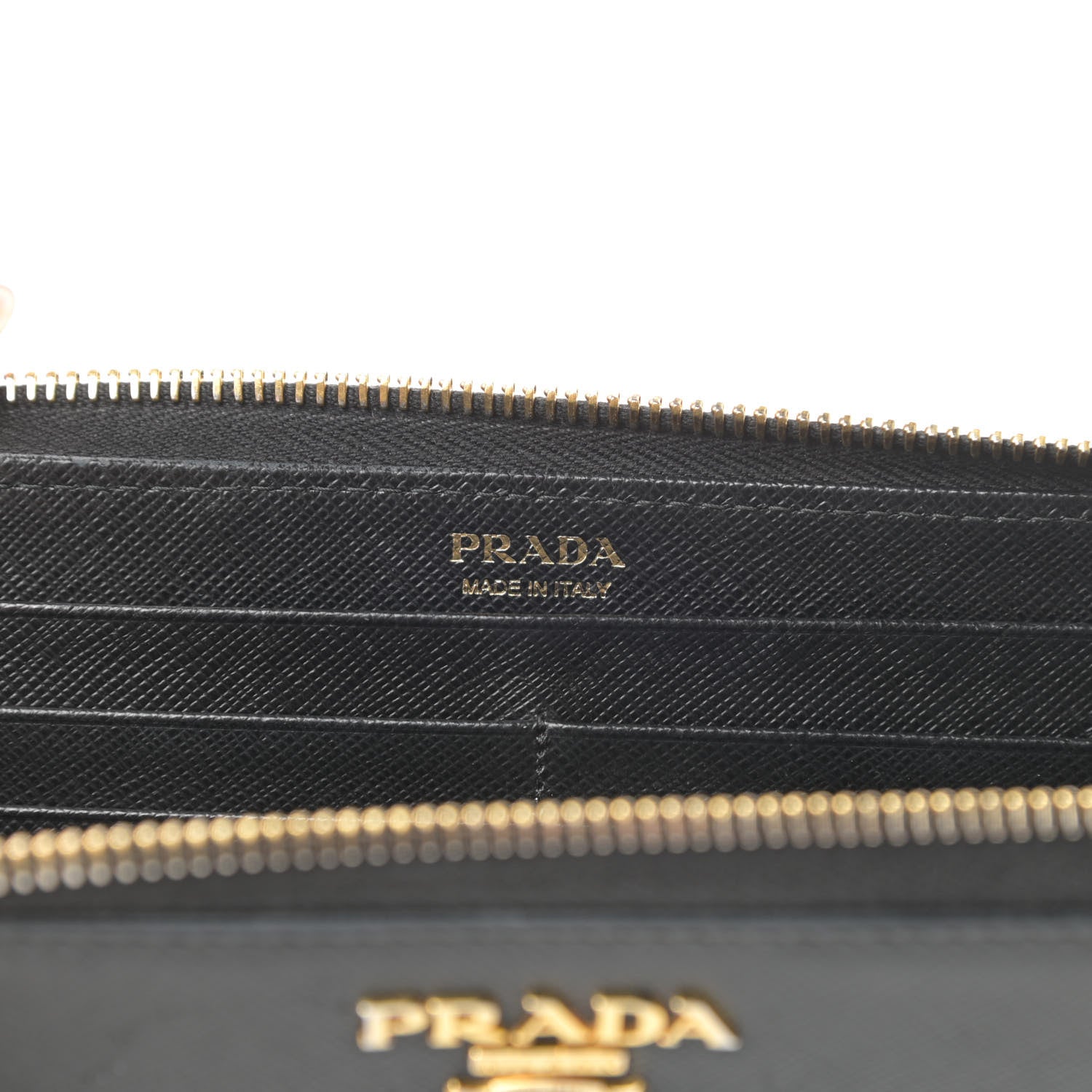 Prada Saffiano Metal Zip Around Wallet Black 6 of 11