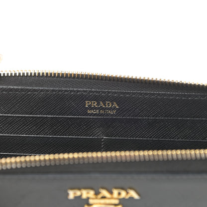 Prada Saffiano Metal Zip Around Wallet Black 6 of 11