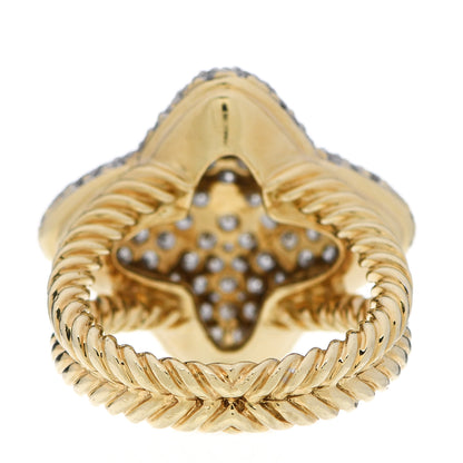 David Yurman 18K Yellow Gold Diamond Pave 23mm Quatrefoil Ring 52 6 4 of 7