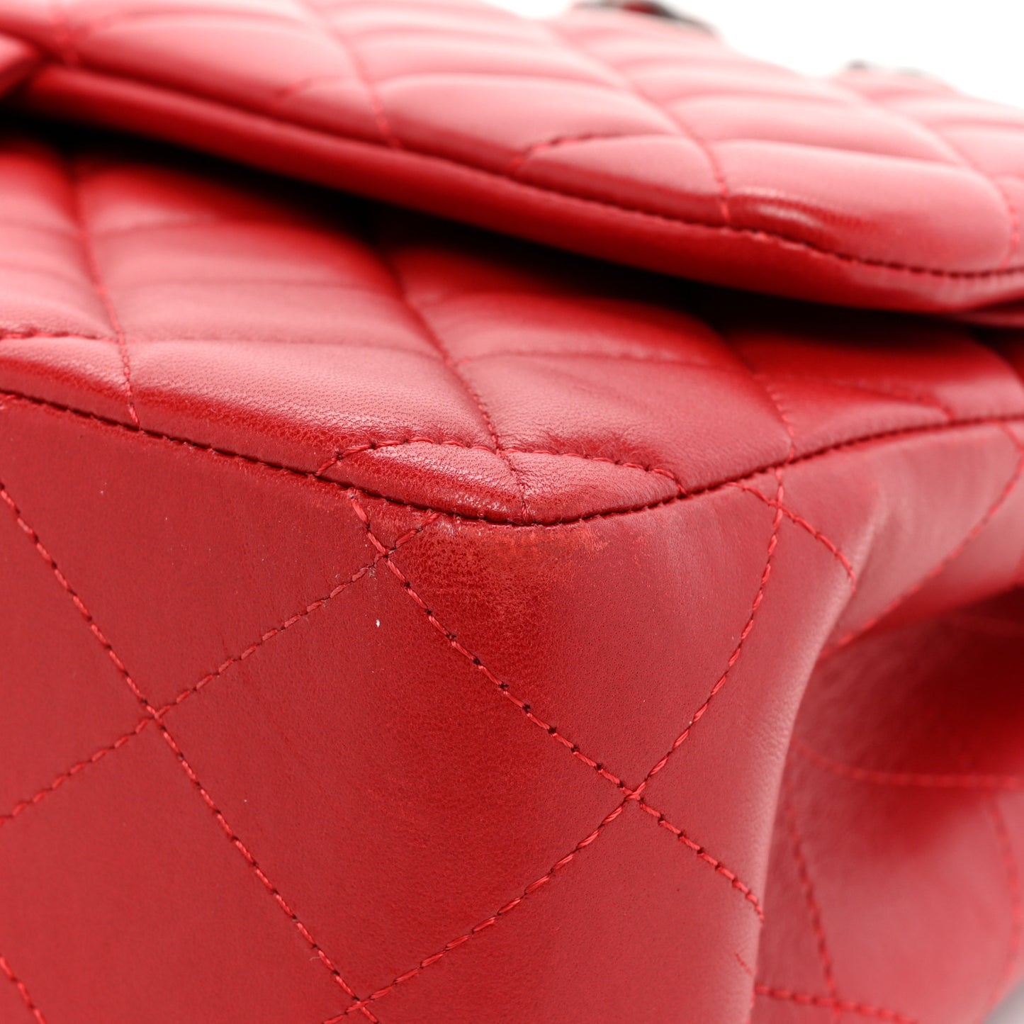 Lambskin Quilted Jumbo Double Flap Red