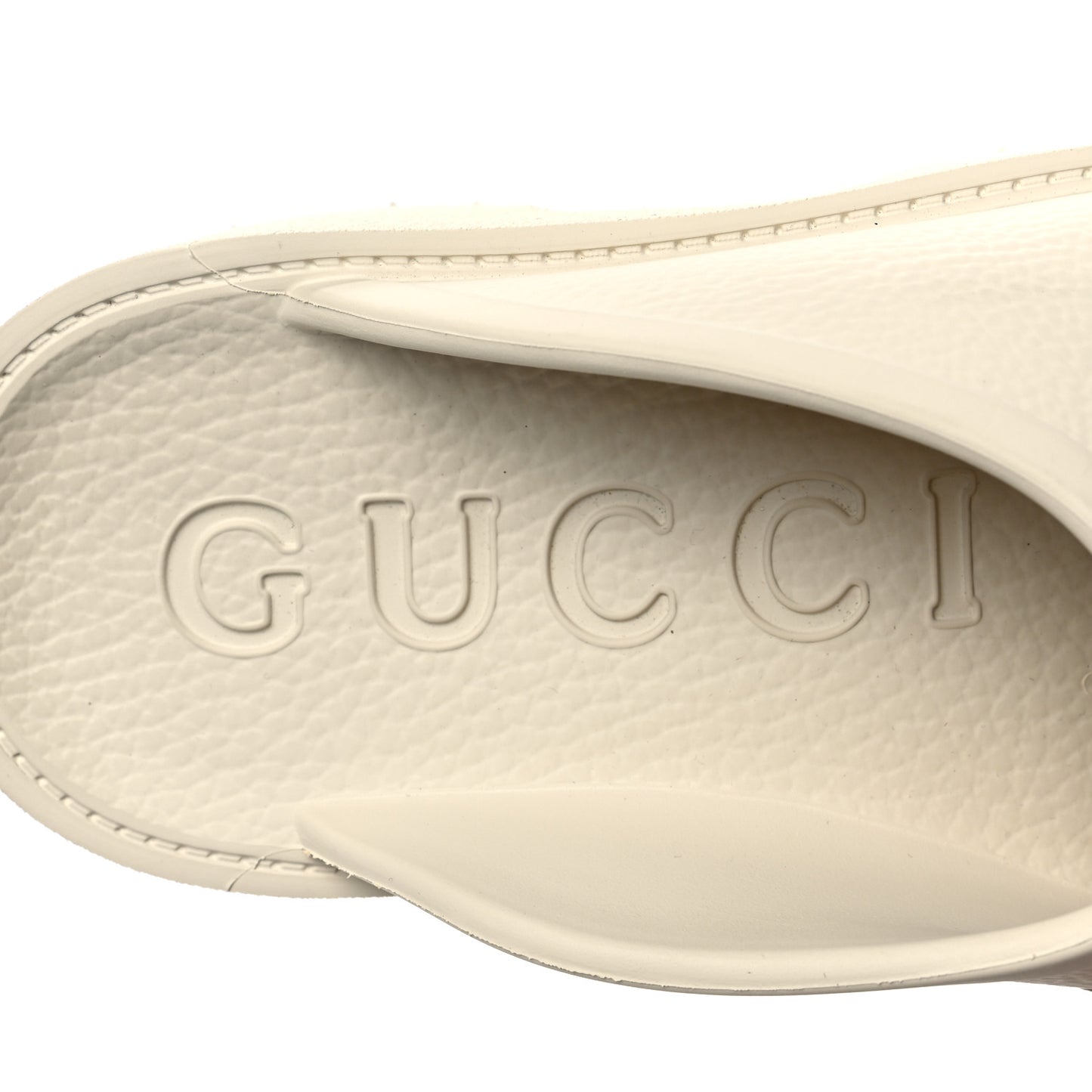 Rubber GG Monogram Perforated Elea Platform 55mm Lug Sole Sandals 37 Mystic White