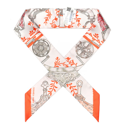 Hermes Silk Etriers Remix Twilly Verveine Orange Kaki 1 of 4