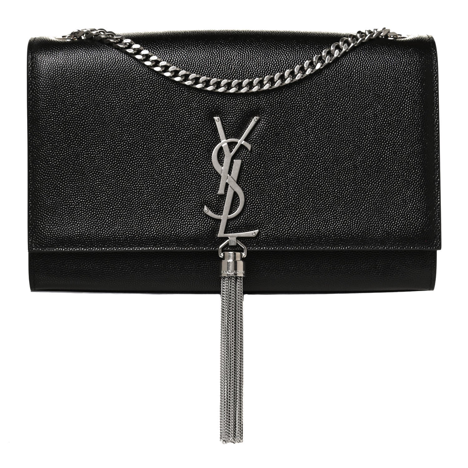 Saint Laurent Grain De Poudre Medium Classic Monogram Kate Tassel Satchel Black 1 of 9