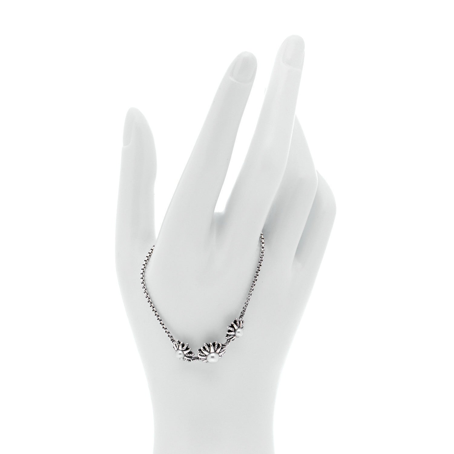 David Yurman Sterling Silver Pearl Starburst Bracelet 2 of 5