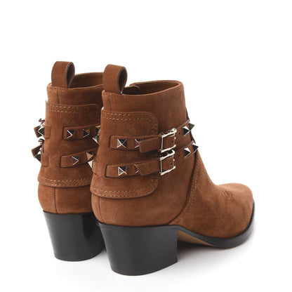 Valentino Garavani Suede Rockstud Double Buckle 50mm Cowboy Ankle Boots 35.5 Selleria 4 of 9