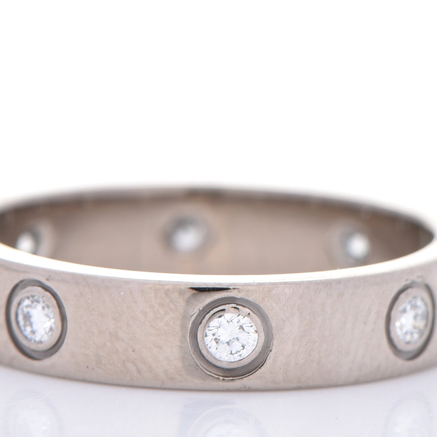 18K White Gold 8 Diamond 4mm Wedding Band LOVE Ring 51 5.75