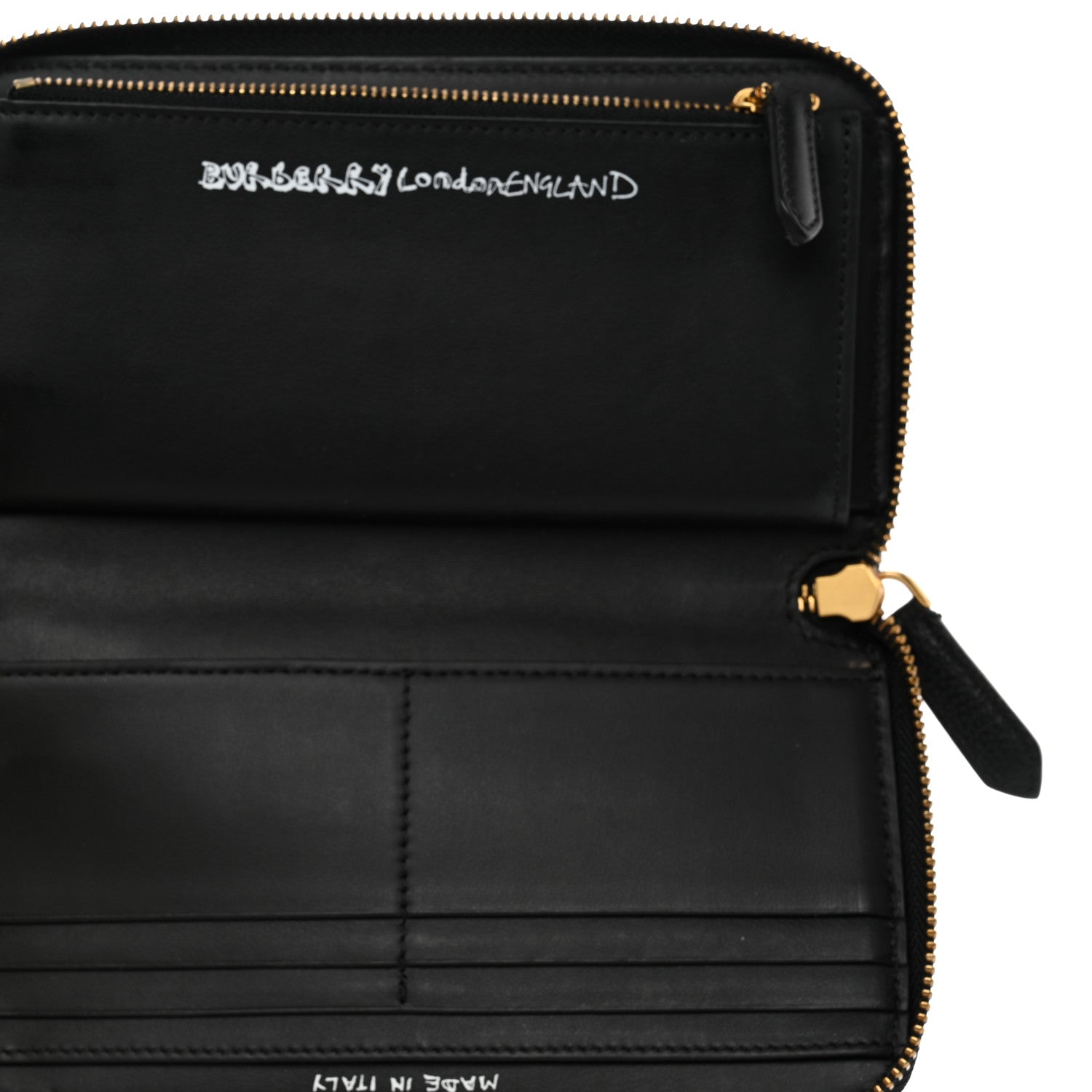 Burberry Coated Canvas Mega Check Sketchbook Doodle Zip Wallet Black 5 of 11