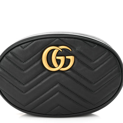 Gucci Calfskin Matelasse GG Marmont Belt Bag 85 34 Black 8 of 14