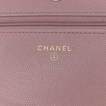 Chanel Shiny Caviar Enamel Quilted CC Wallet On Chain WOC Pink 6 of 10