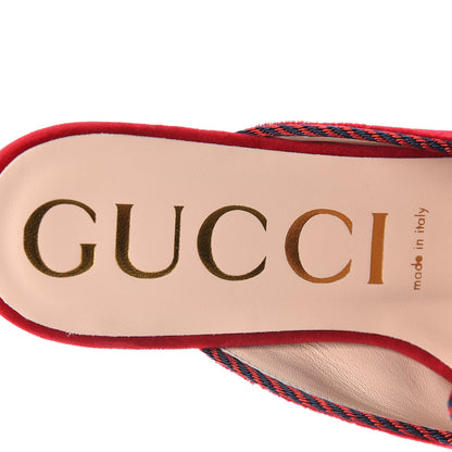Gucci Velvet Sylvie Bow Slippers 38 Hibiscus Red 7 of 9