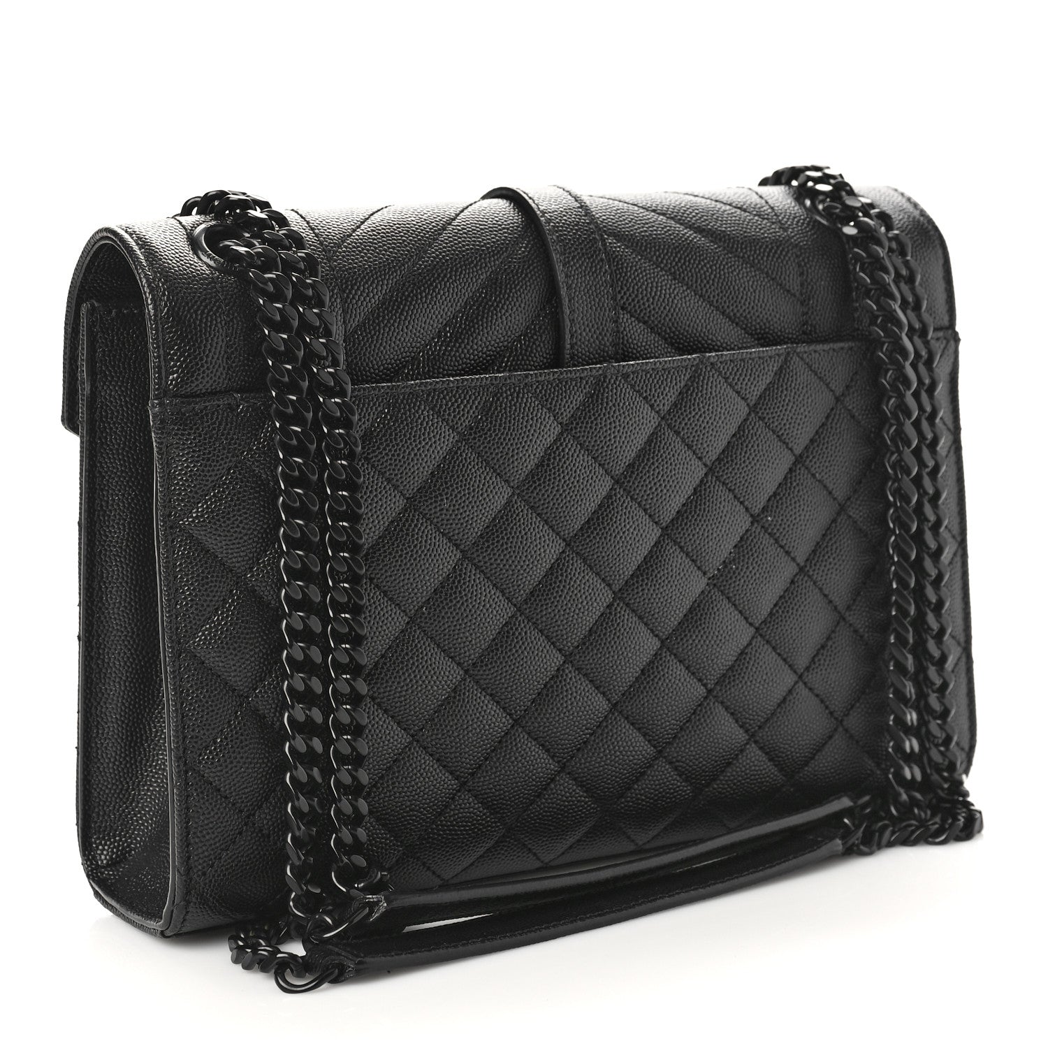 Saint Laurent Grain De Poudre Textured Mixed Matelasse Triquilt Medium Monogram Monochrome Satchel Black 3 of 8
