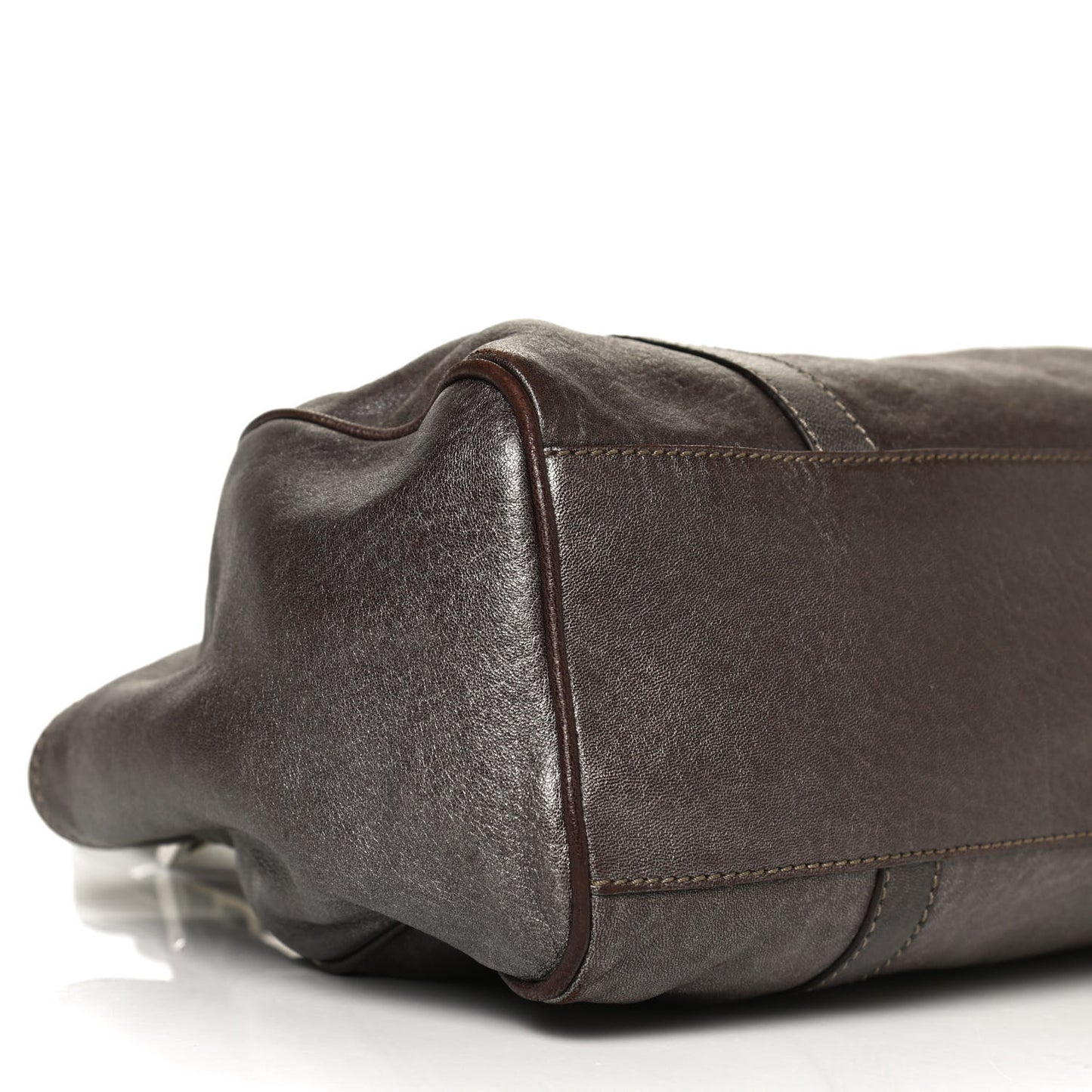 Metallic Calfskin Shoulder Bag Brown