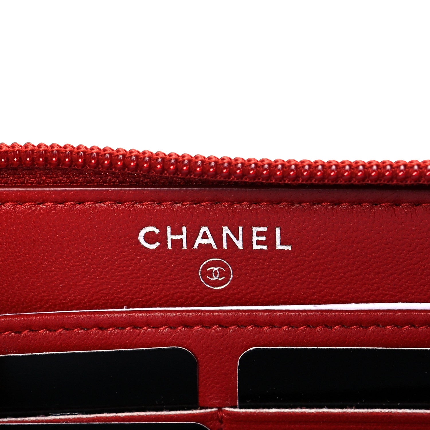 Chanel Lambskin Quilted Boy Zip Around Wallet Red 6 of 10