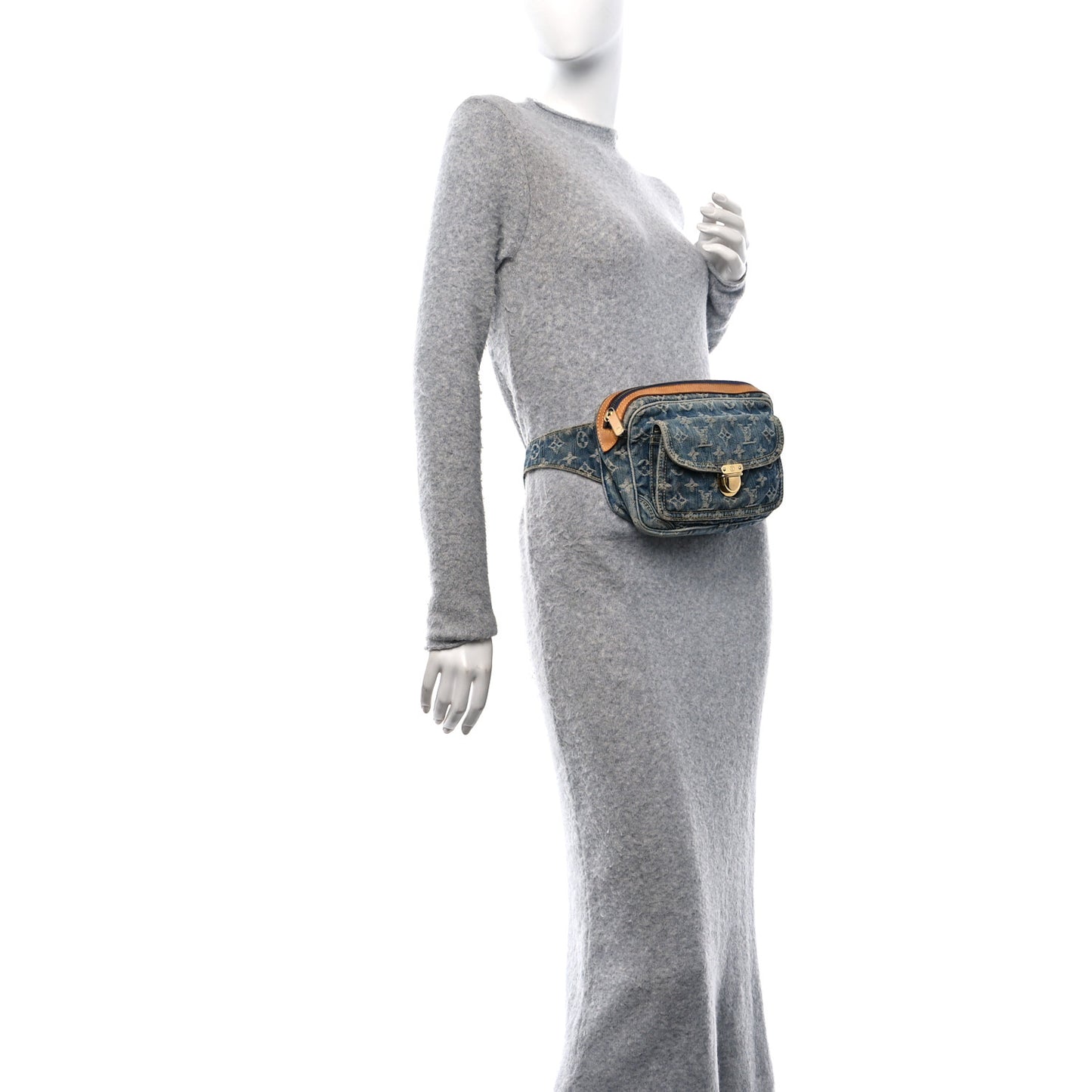 Monogram Denim Bum Bag Blue