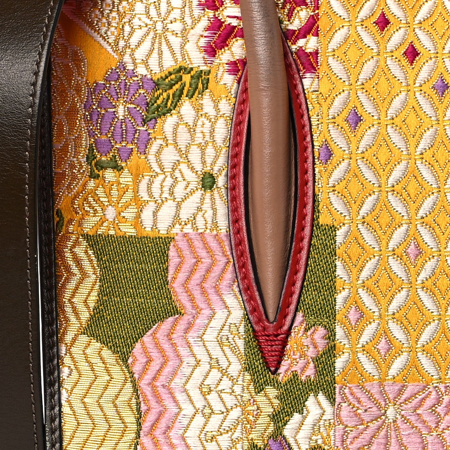 Calfskin Embroidered Beaded Small Paloma Multicolor Brown