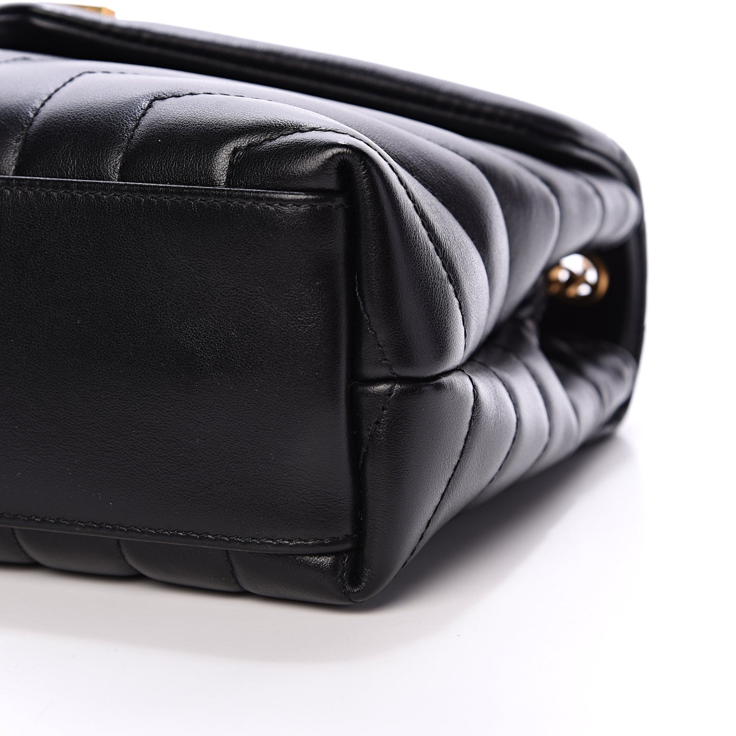 Calfskin Y Quilted Monogram Small Loulou Chain Satchel Black