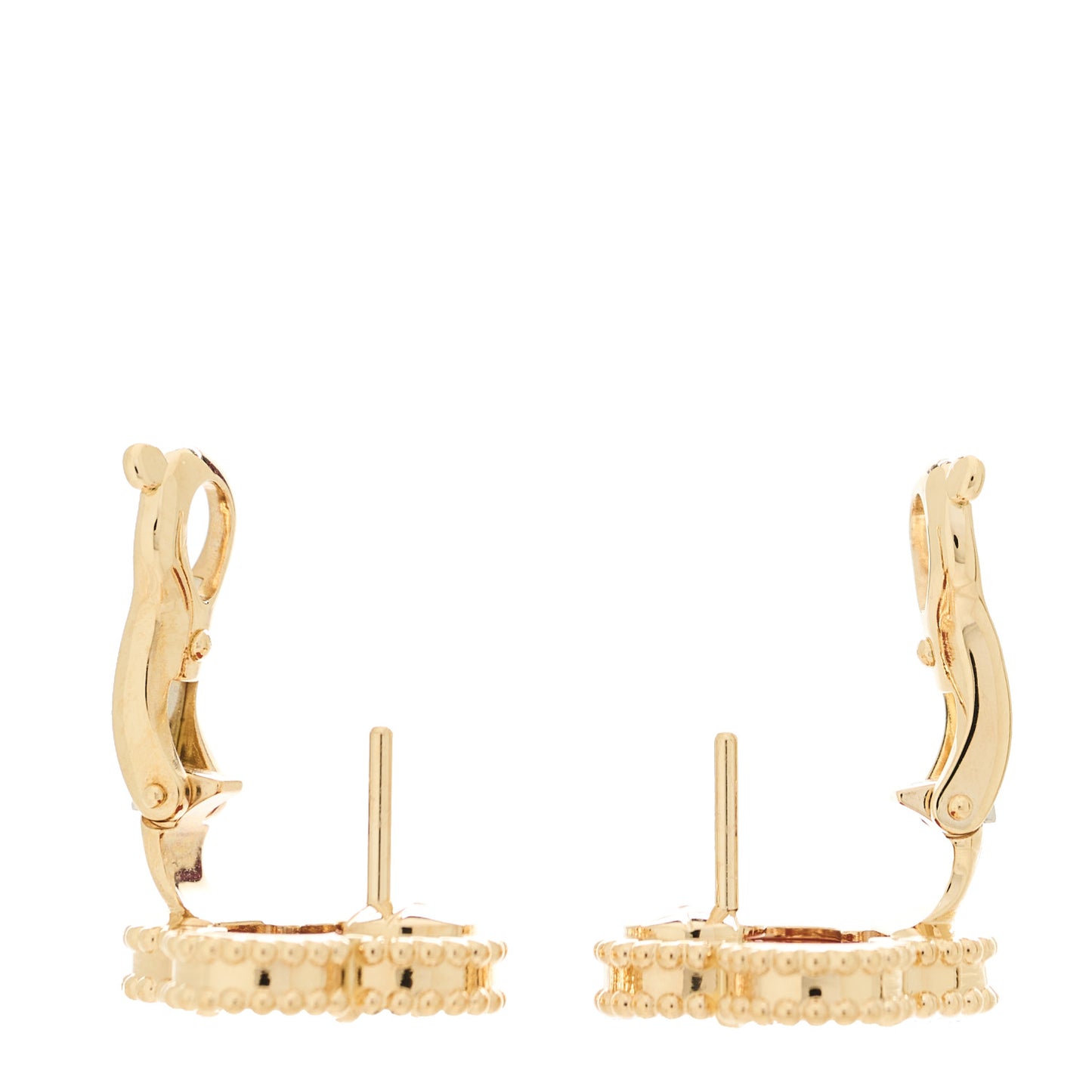 18K Yellow Gold Carnelian Vintage Alhambra Earrings