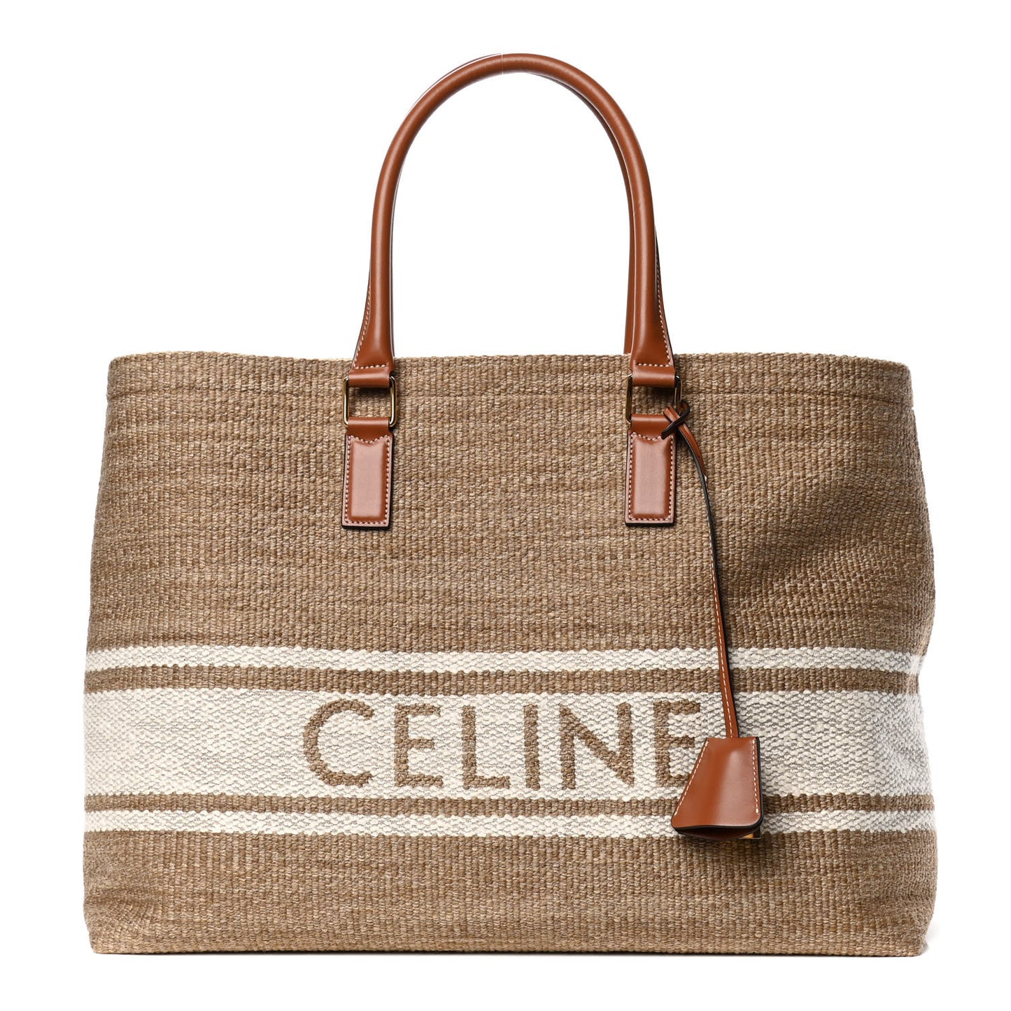 Textile Calfskin Horizontal Cabas Beige Tan