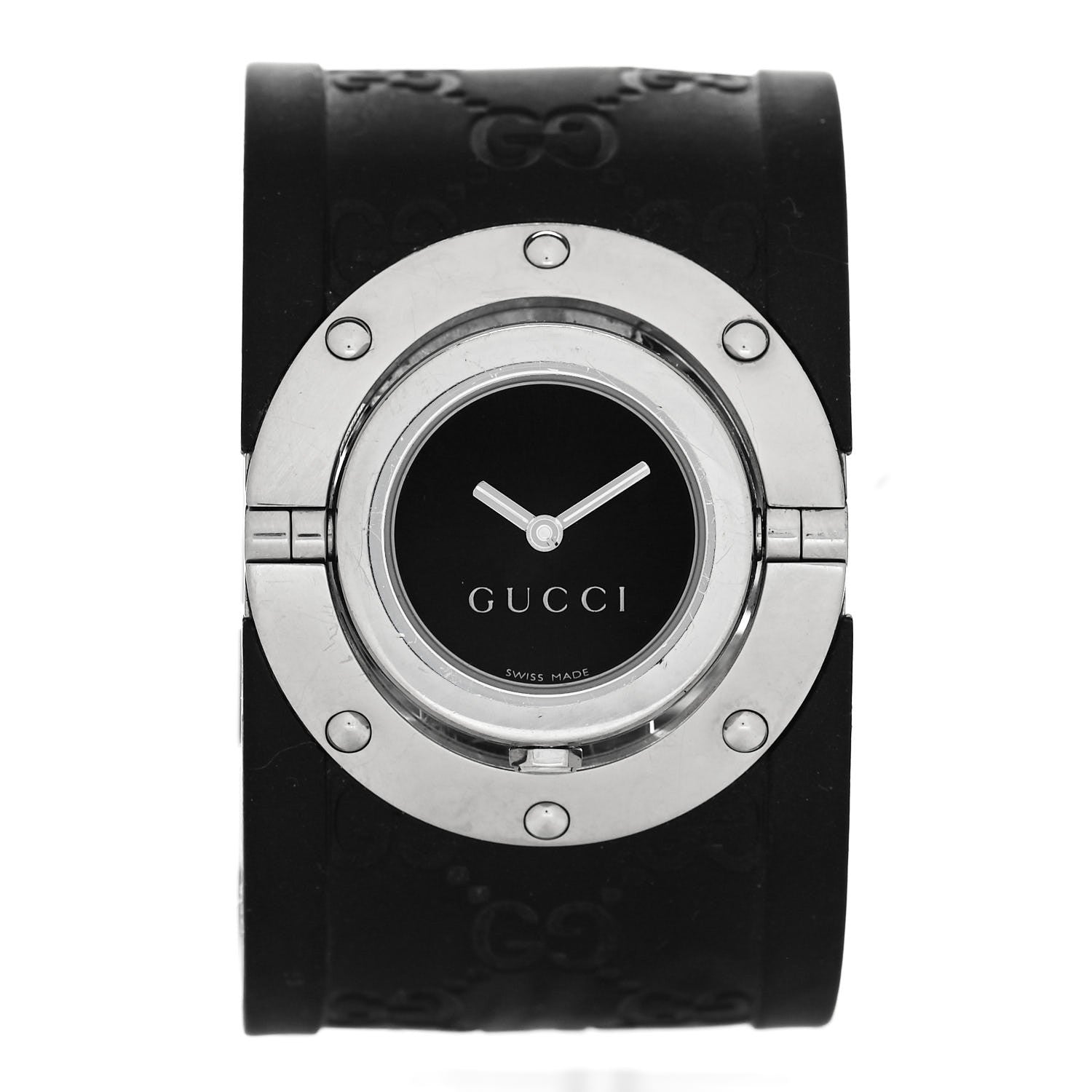 Gucci Stainless Steel Rubber 33mm Twirl Quartz Watch Black 1 of 5