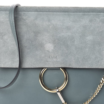 Chloe Suede Calfskin Medium Faye Shoulder Bag Cloudy Blue 7 of 14