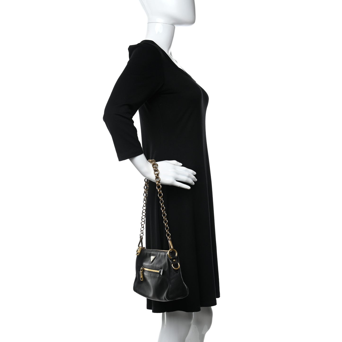 Soft Calf Chain Shoulder Bag Black