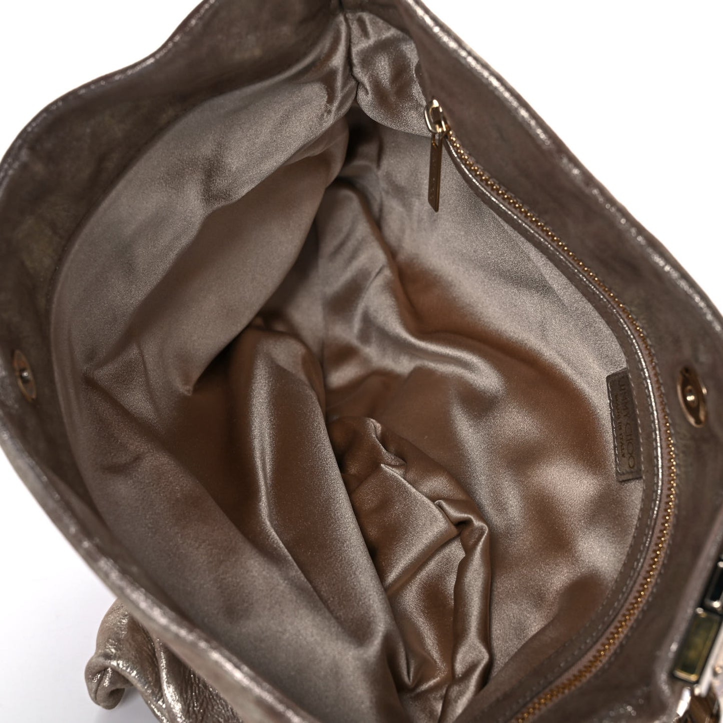 Foiled Metallic Suede Calfskin Chandra Clutch Nude