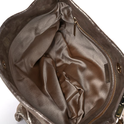 Jimmy Choo Foiled Metallic Suede Calfskin Chandra Clutch Nude 5 of 9