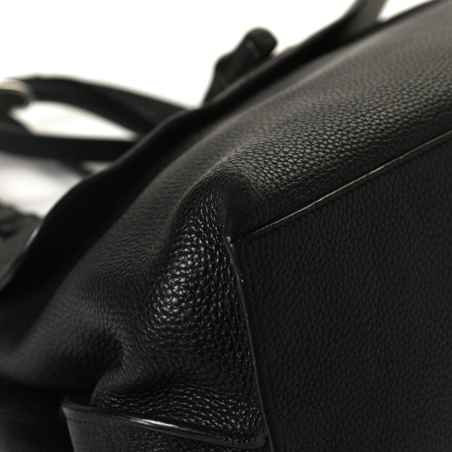 Pebbled Calfskin Large Bamboo Daily Top Handle Bag Black